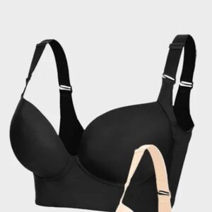 Women's Black and Tan Bra